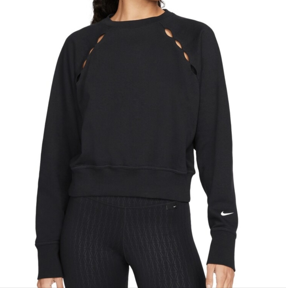 Nike Cutout Crop Cotton Blend Sweatshirt